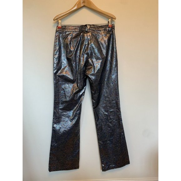 Vintage Guess Metallic pants snake skin pattern rainbow women’s size 29 x 29.5 - Picture 7 of 11
